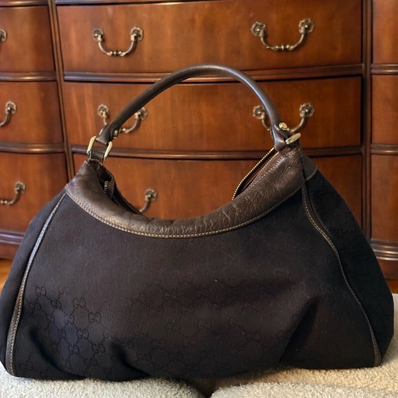 Vintage Gucci Abby D ring black with brown leather trim shoulder Women's Bag - Picture 4 of 16